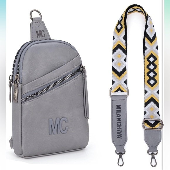 Grey sling bag with guitar strap - Picture 6 of 7